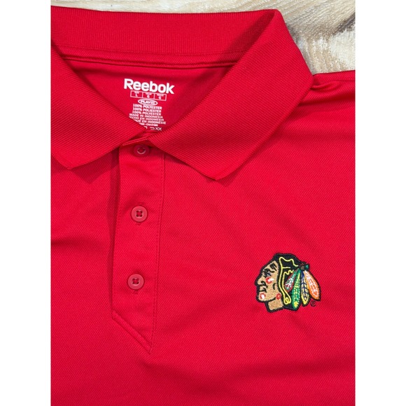Reebok Chicago Blackhawks Red Embroidered Logo Polo Shirt Men's Large - Picture 4 of 6